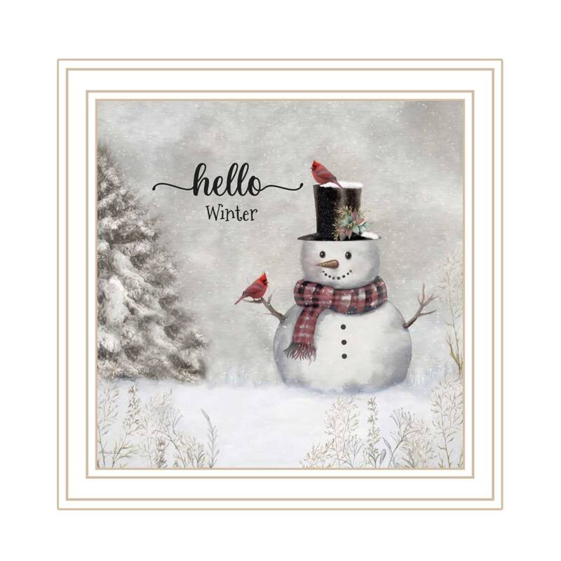 2-Piece Framed Wall Art Set - Winter Peace On Earth, White Frame
