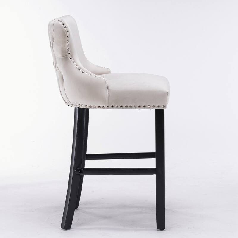 Velvet Upholstered Wing-Back Barstools Set of 4