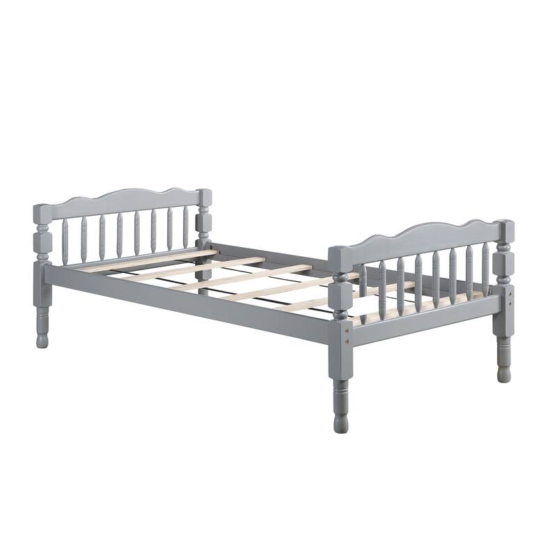 Twin over Twin Solid Wood Bunk Bed with Ladder and Fence for Kids