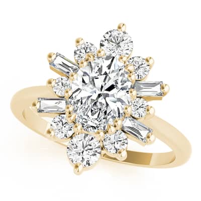 Auriya 14k Yellow Gold Lab Grown Oval Diamond Halo Engagement Ring 0.50 to 5.00 ct. tw. (F-G VS)