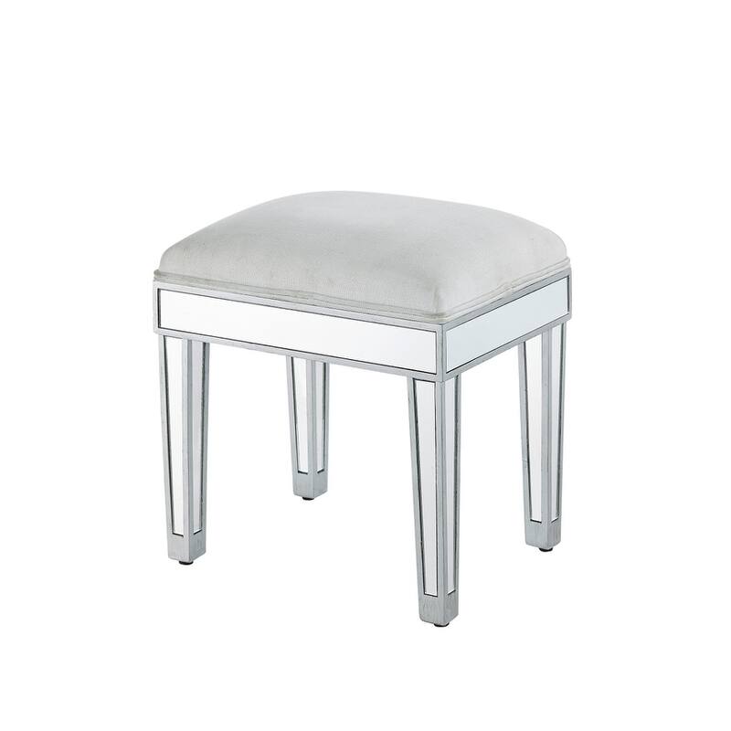 Dressing stool 18"Wx 14"D x 18"H in antique silver paint