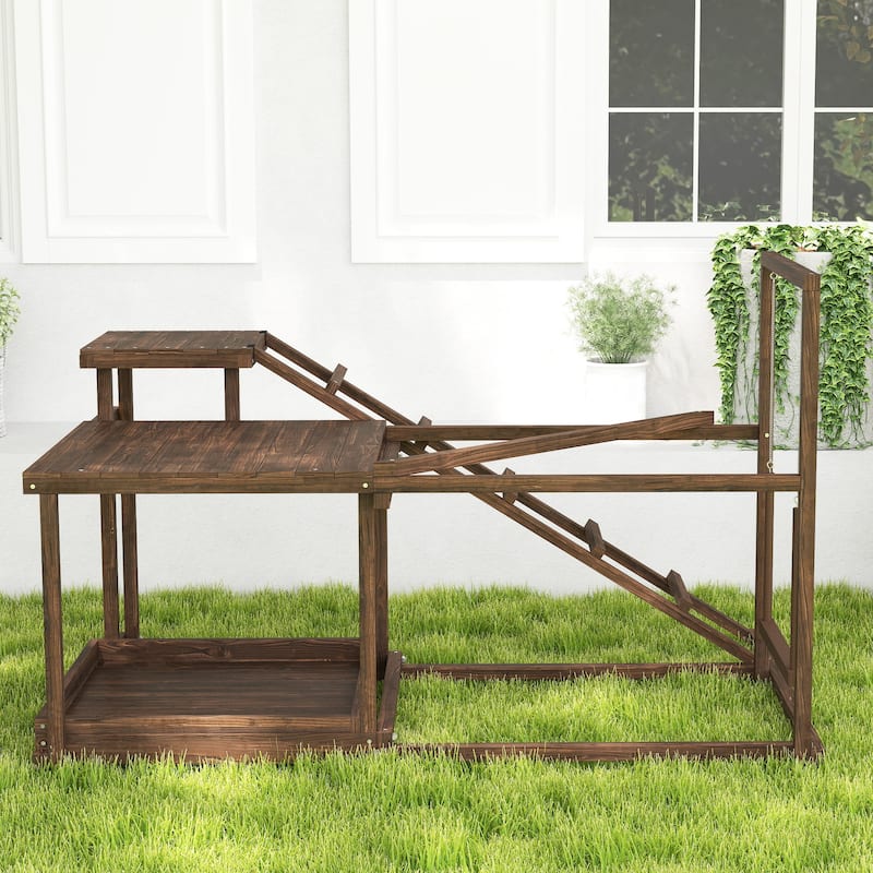 Multi-Level Wooden Chicken Ladder with Swing Platform Perch and Food Box for Stronger Legs