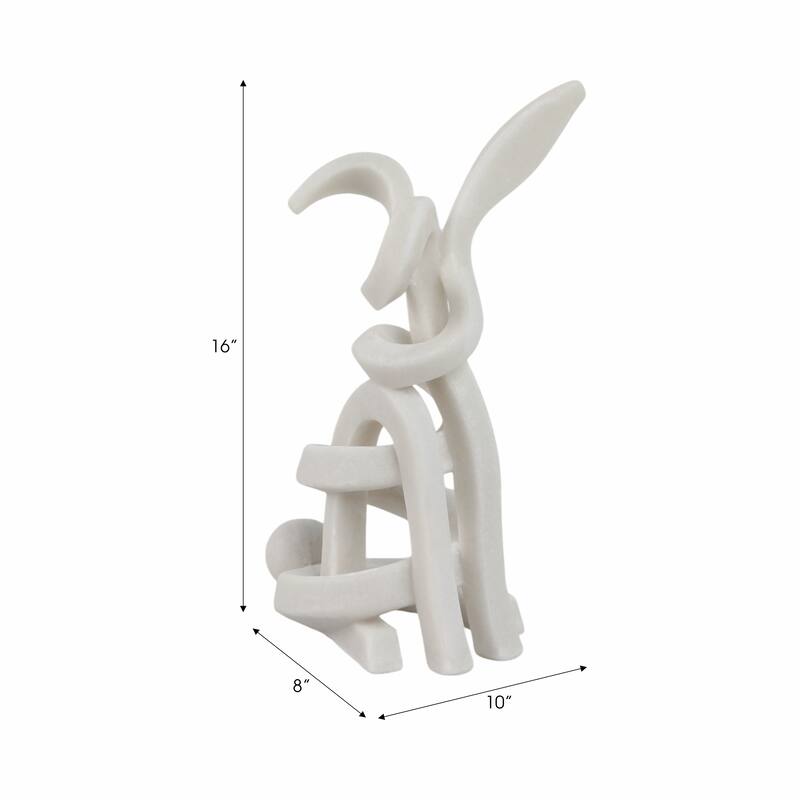 Resin Bunny Sculpture Modern Decorative Figurine Accent - 16" White - 10" x 8" x 16"