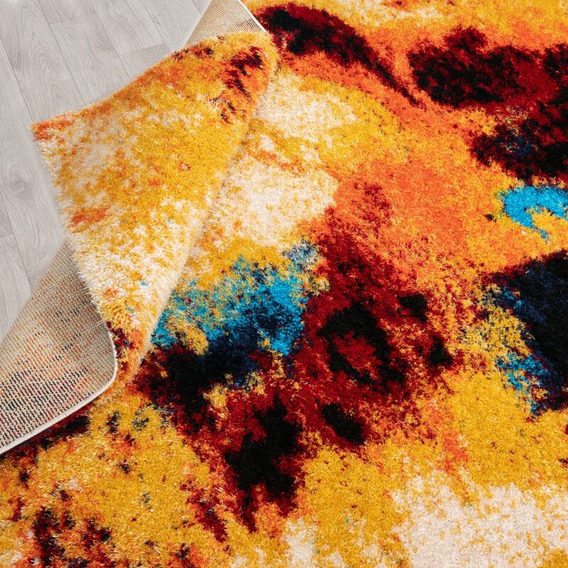 Zenith Abstract Shag Gold/Beige Area Rug