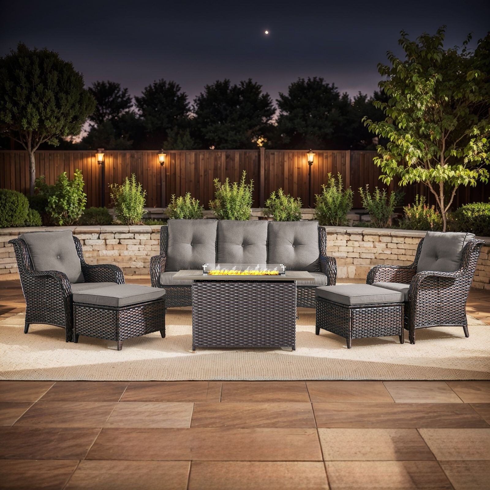 Gymojoy 6-Piece Outdoor Furniture Sofa Set with 2 Patio Chairs, 2