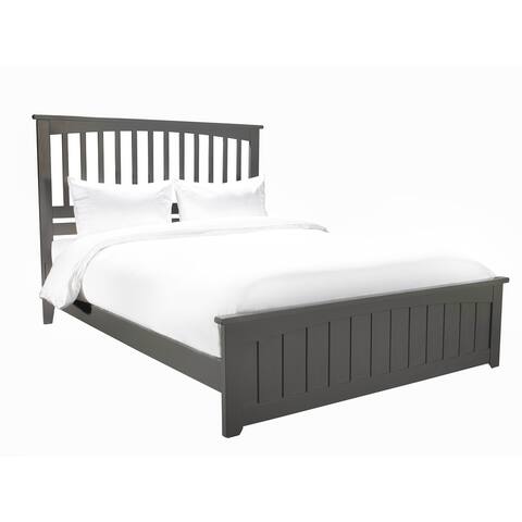 Mission Queen Low Profile Wood Platform Bed with Matching Footboard in Grey