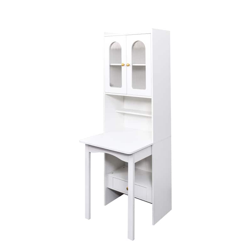 Fold-out Convertible Writing Table Study Desk with Cabinet and Drawer
