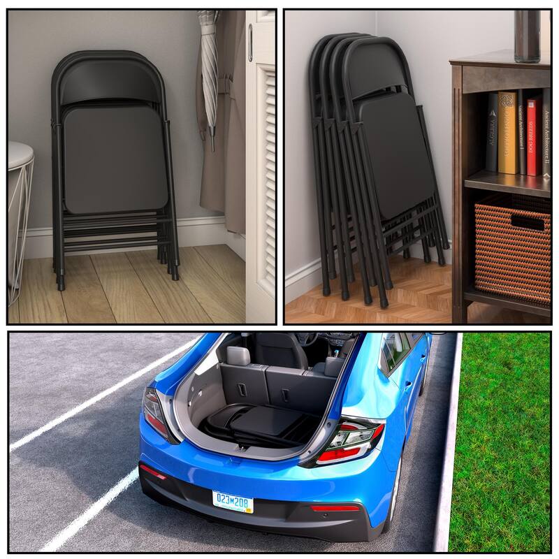 COSCO SmartFold All-Steel Folding Chair, 4-Pack