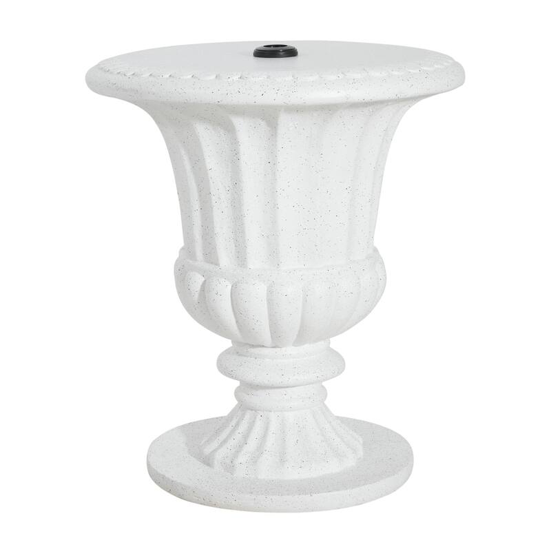Roomfitters Adela Outdoor Patio Side Table Umbrella Base with Sand Filling Design, MGO White Marble Finish