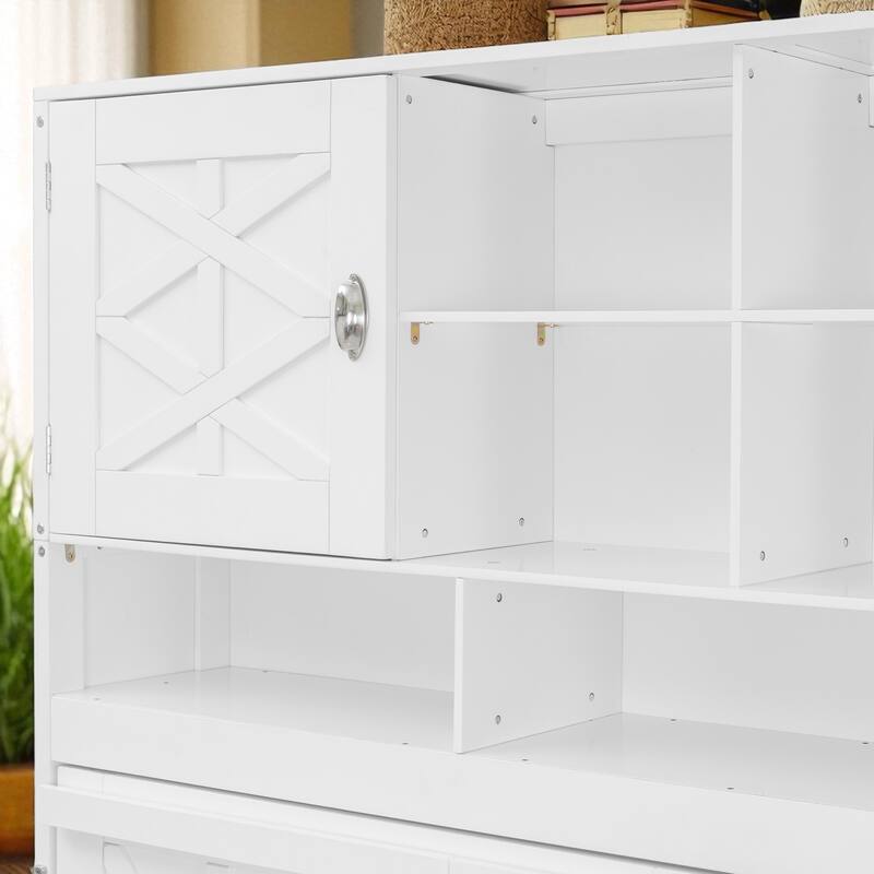 Queen Wall Murphy Bed with Storage, Hydraulic Lift, Diamond Stripe Panels, Space-Saving Fold Up Cabinet, Fits 6-8" Mattress
