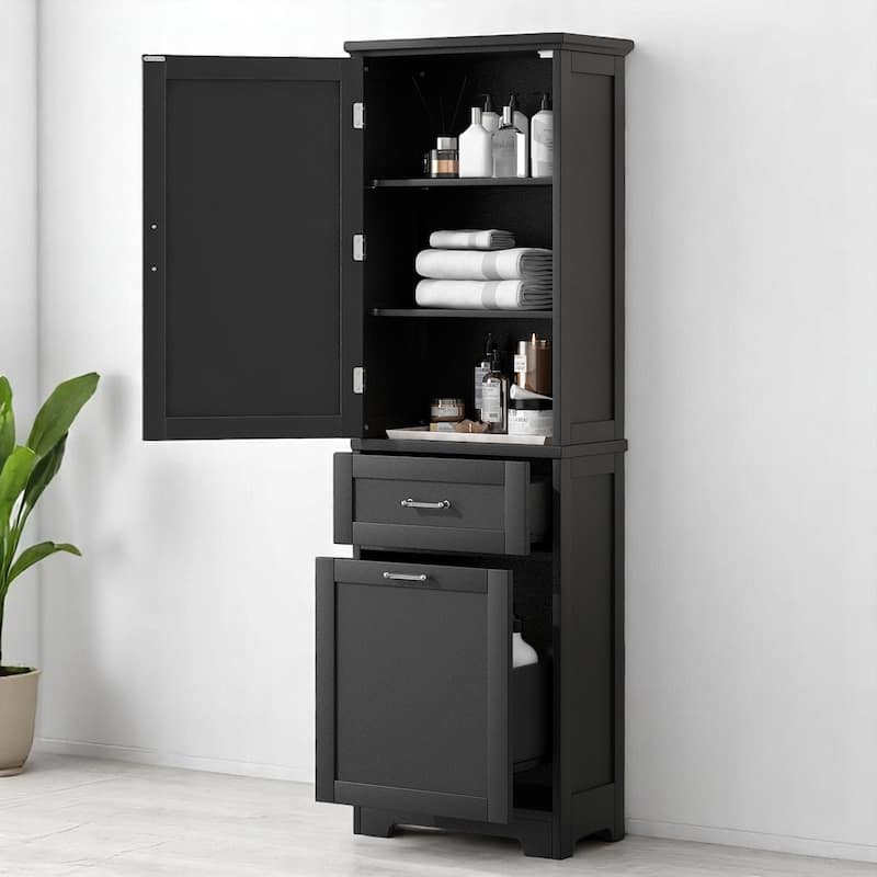 Freestanding Bathroom Cabinet with 2 Drawers, Adjustable Shelf & Door, Waterproof Painted MDF Storage Unit