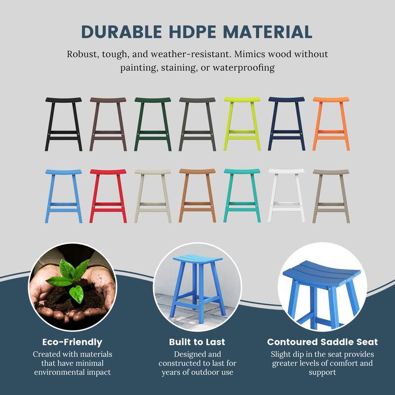 Laguna Hdpe All Weather Outdoor Patio 24" Saddle Seat Counter Stool