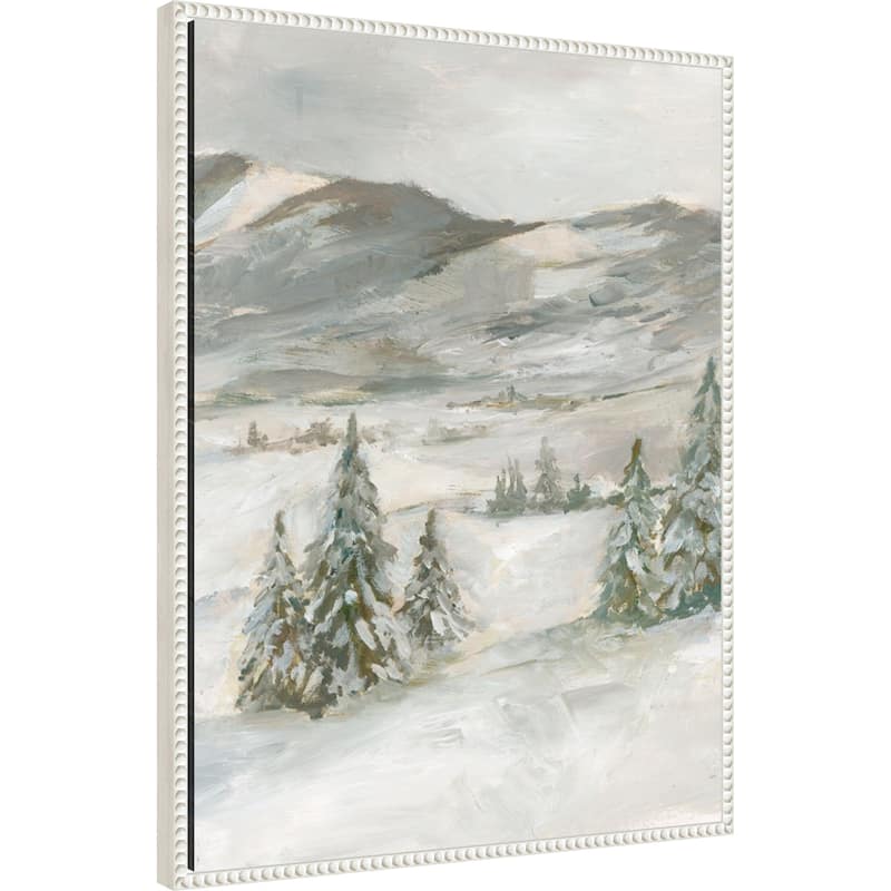 Snowy Slopes I by Ethan Harper Framed Canvas Wall Art Print - Sylvie Beaded White
