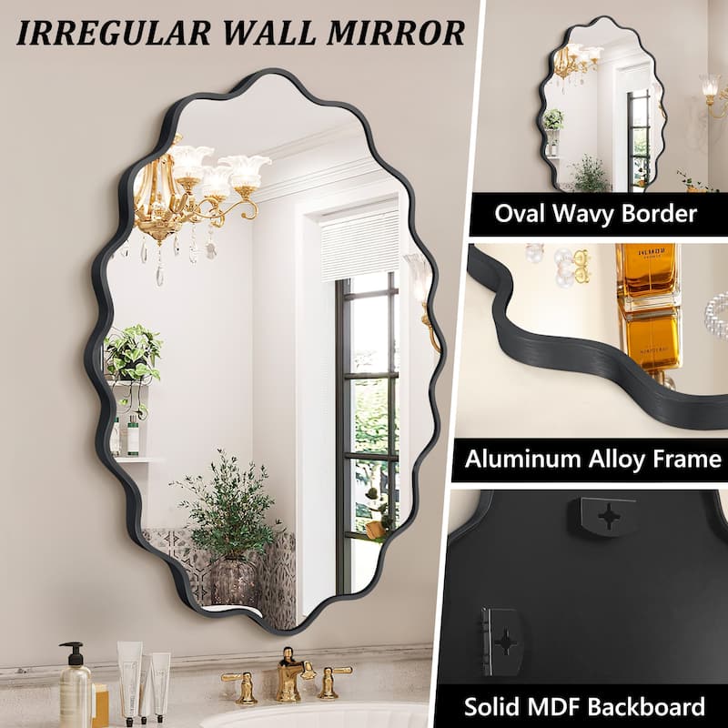ALuminum Alloy Framed Wavy Oval Wall Mirror