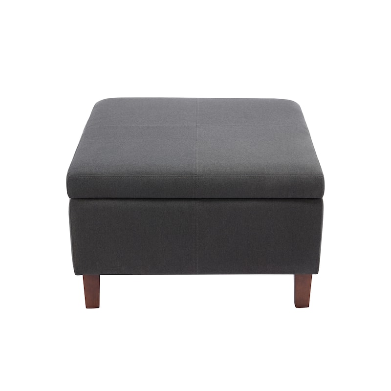 Porthos Home Jamar Fabric Square Storage Ottoman with Rubberwood Legs