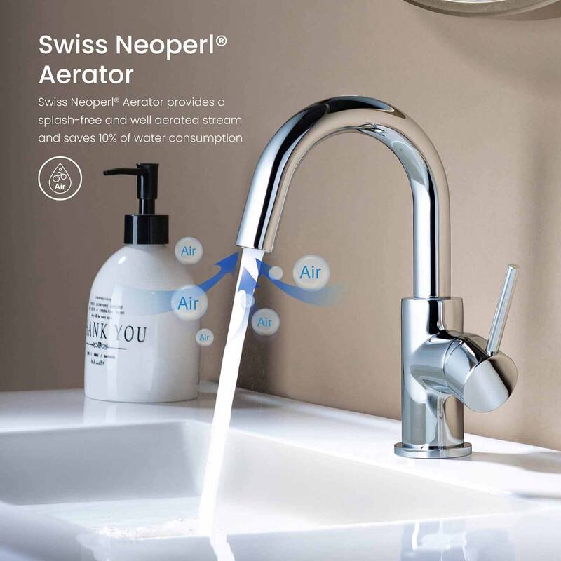 Circular Single Handle High-Arc Bathroom Sink Faucet with Pop Up Drain