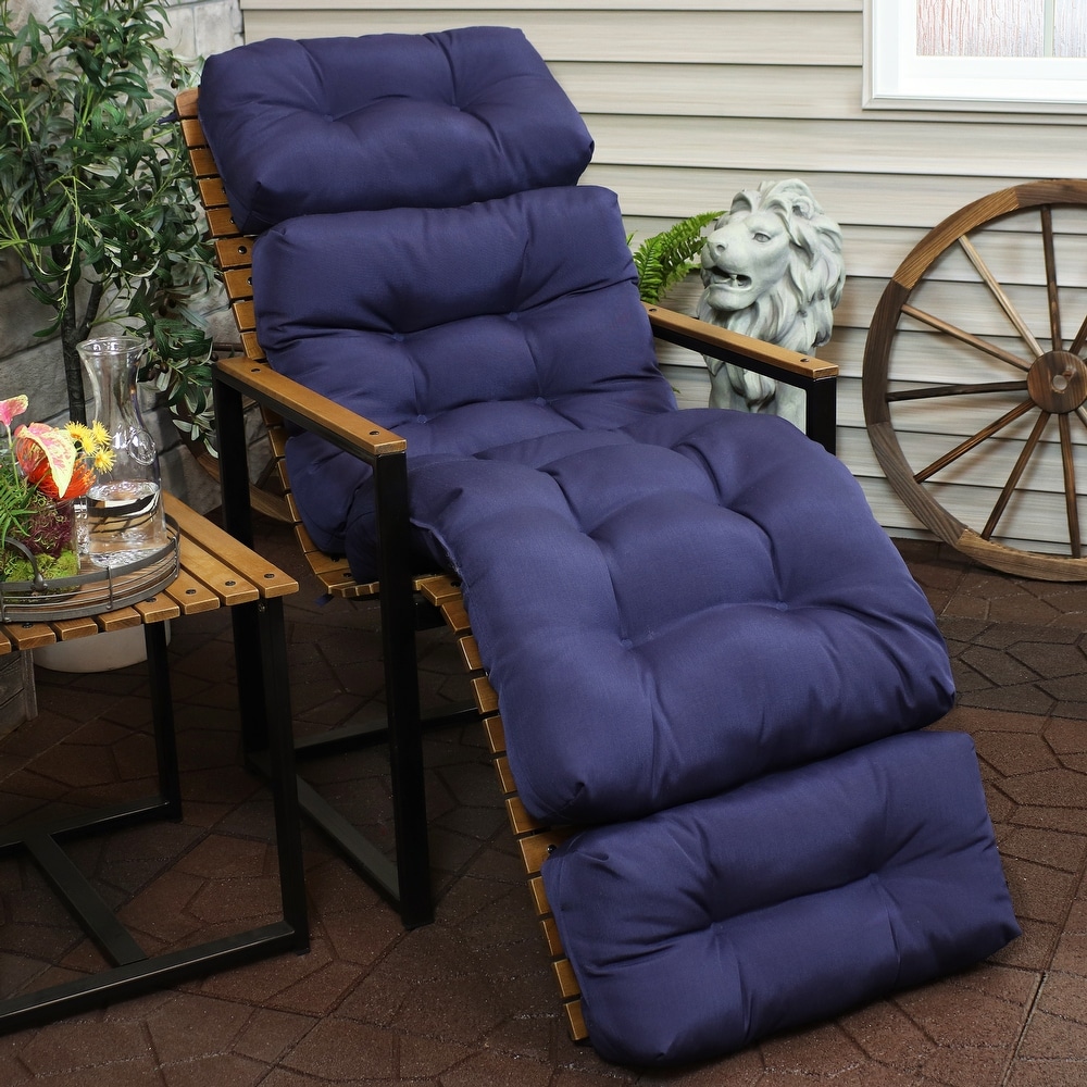 Hootech Chaise Lounge Cushion with Cap Patio Chair Cushions Outdoor Mattress 67 Inch for Garden Sun Lounger Recliner Indoor Veranda,Blue 