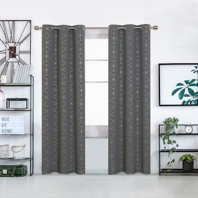 Deconovo Gold Diamond Curtains Panel Pair(2 Panel)