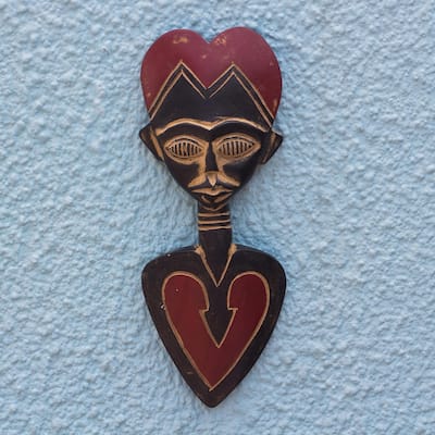 Novica Handmade Heart Of Love African Wood Mask