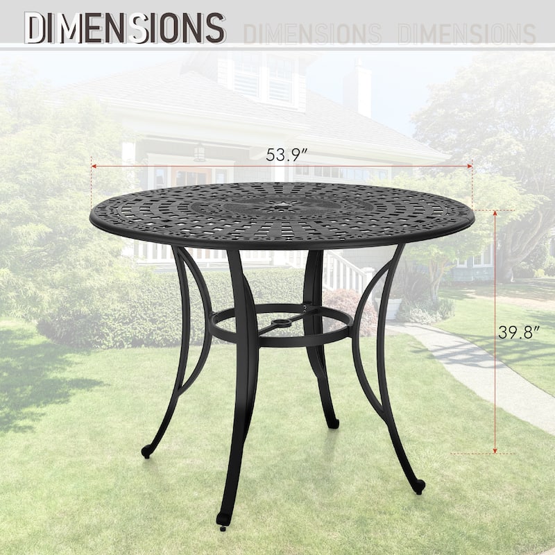 MAISON ARTS Patio Outdoor Cast Aluminium Dining Table with Umbrella Hole