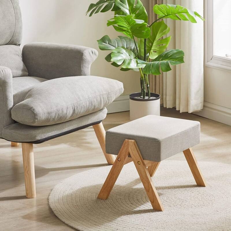 Small Footstool Ottoman Beige