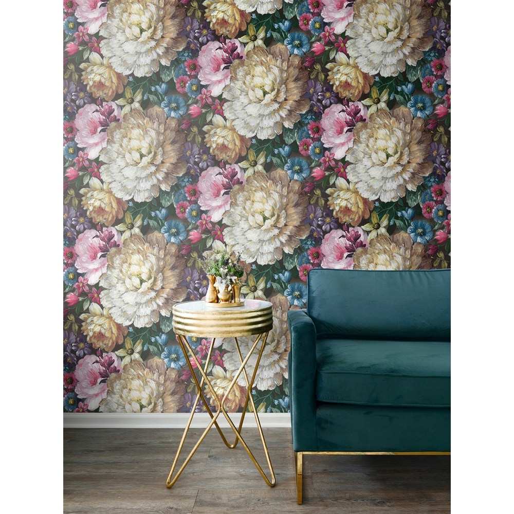 Peel-and-Stick Removable Wallpaper Large Floral Impressionist Watercolor Roses