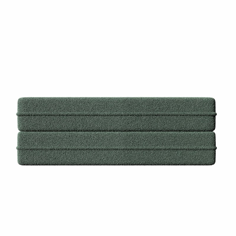 Convertible Green Teddy Fabric Foam-Filled Floor Sofa Bed with 2 Pillows, No Assembly Required