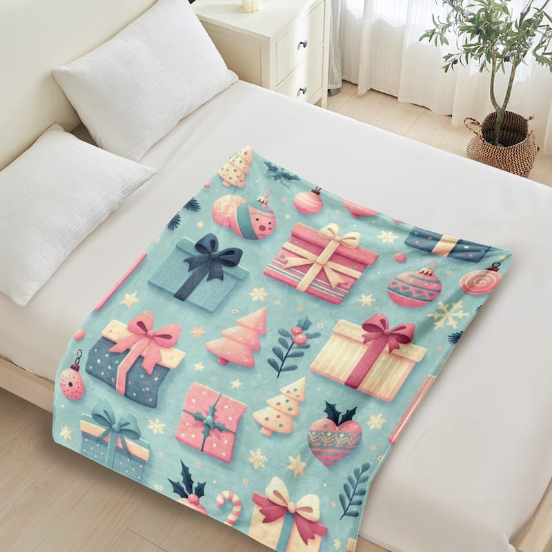 Christmas Throw Blanket Holiday Xmas Gift Fleece Blanket