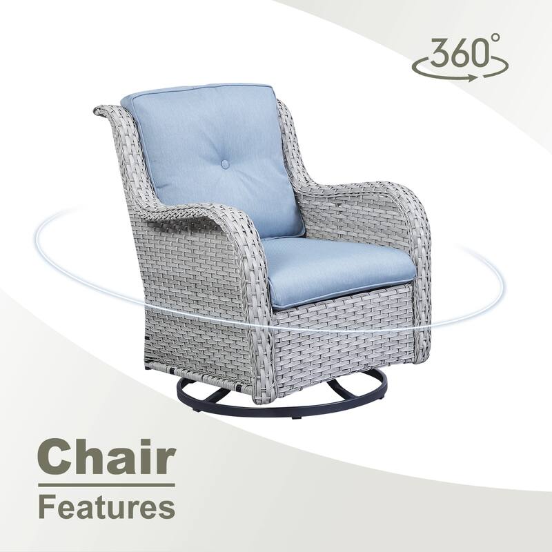ArcoBay Wicker PE Rattan Outdoor Patio Swivel Glider Chairs with 4'' Olefin Cushions (2-Pack)