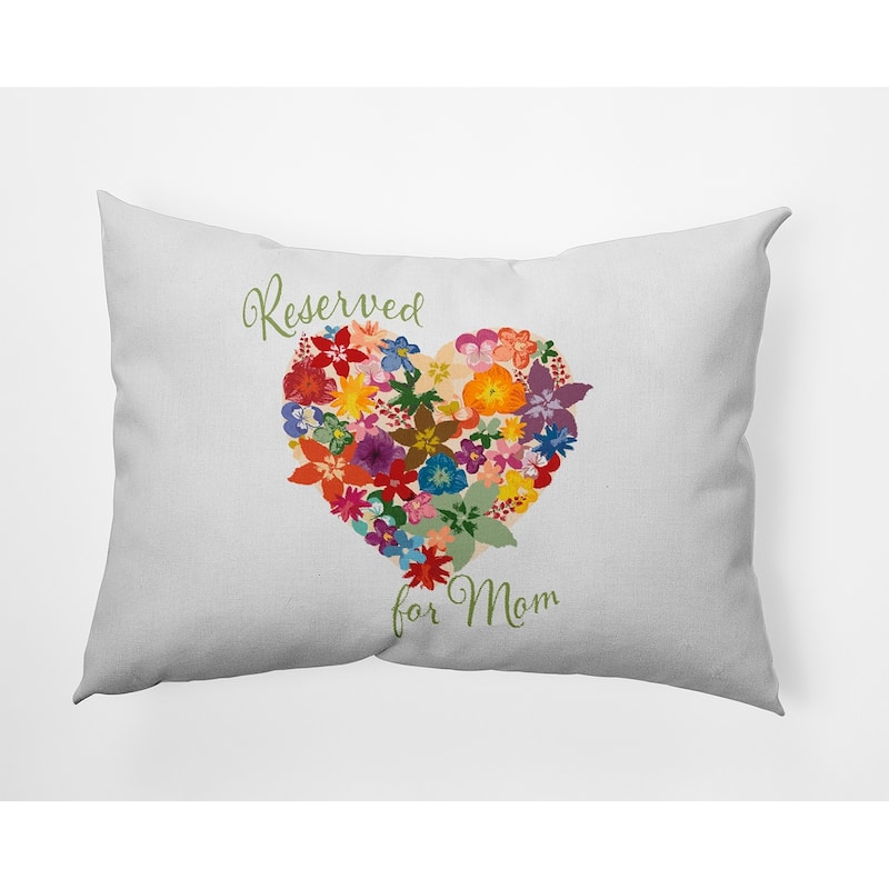 Reserved for Mom Heart Bouquet Mother's Day Indoor/Outdoor Throw Pillow - 14" x 20" - Apple