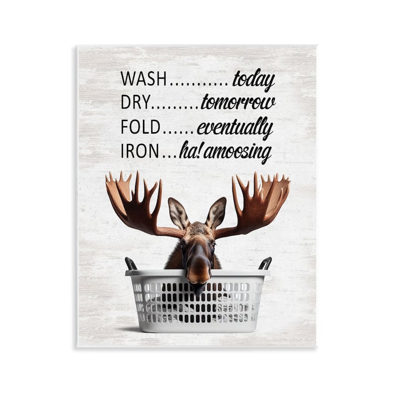 Stupell Sassy Moose & Laundry Wall Plaque Art Design By Lettered and Lined - 11 x 14