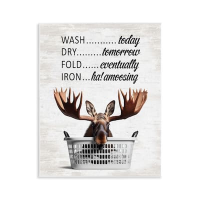 Stupell Sassy Moose & Laundry Wall Plaque Art Design By Lettered and Lined