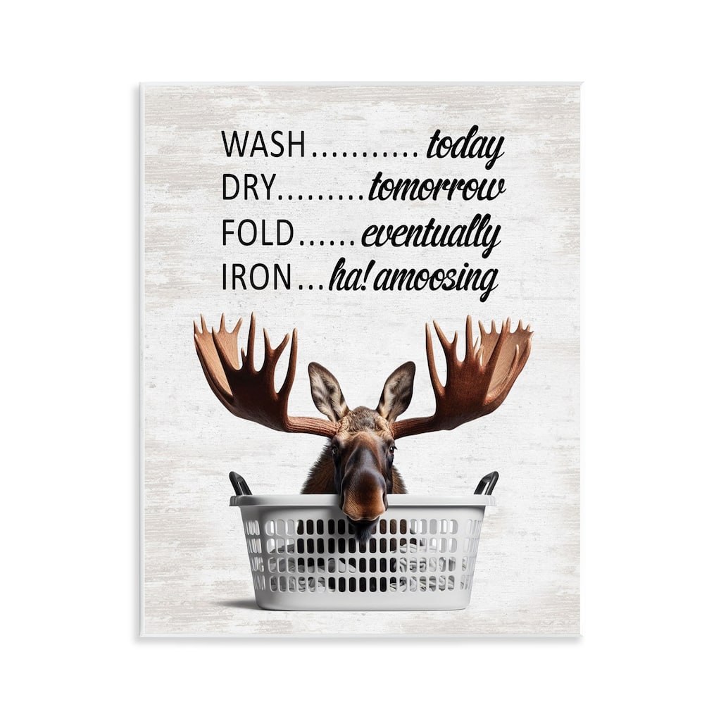 Stupell Sassy Moose & Laundry Wall Plaque Art Design By Lettered and Lined