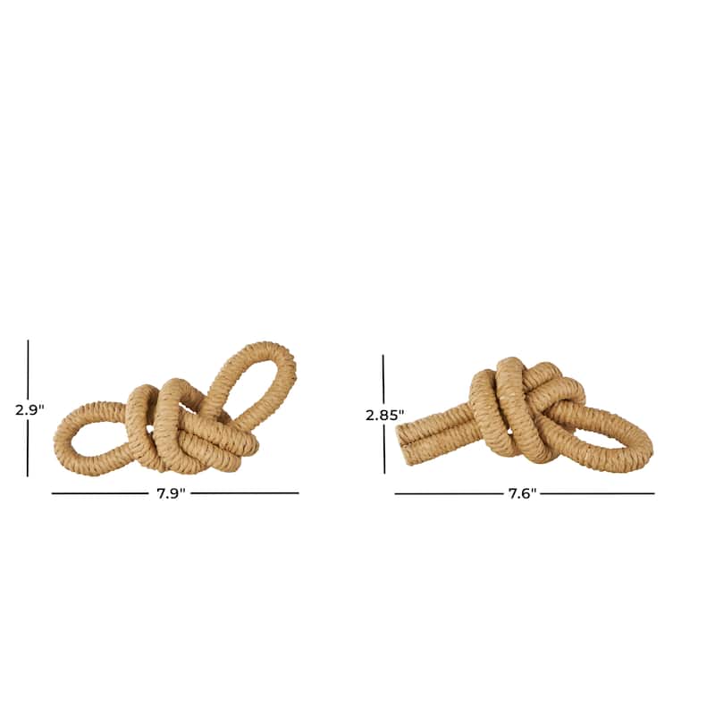 Paper Knot Woven Sculpture - Set of 2 Brown - Roche River Decor - 4"W x 8"L x 3"H