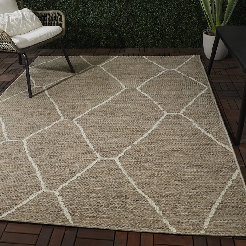 Derain Moroccan Patio Indoor/Outdoor Area Rug - 9'2" x 12' - Beige