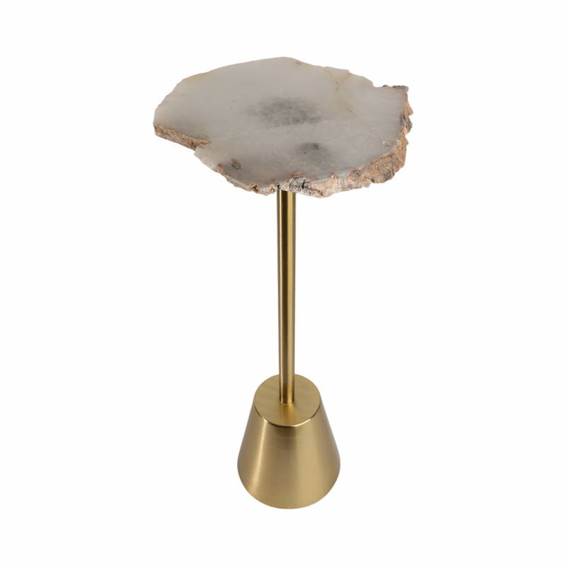 Freeform Agate Natural Edge Side Table with Metal Base