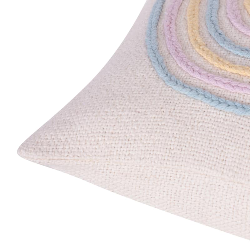 Sevita Handmade Off-White/Multi Modern Cotton Throw Pillow, 20" x 20"