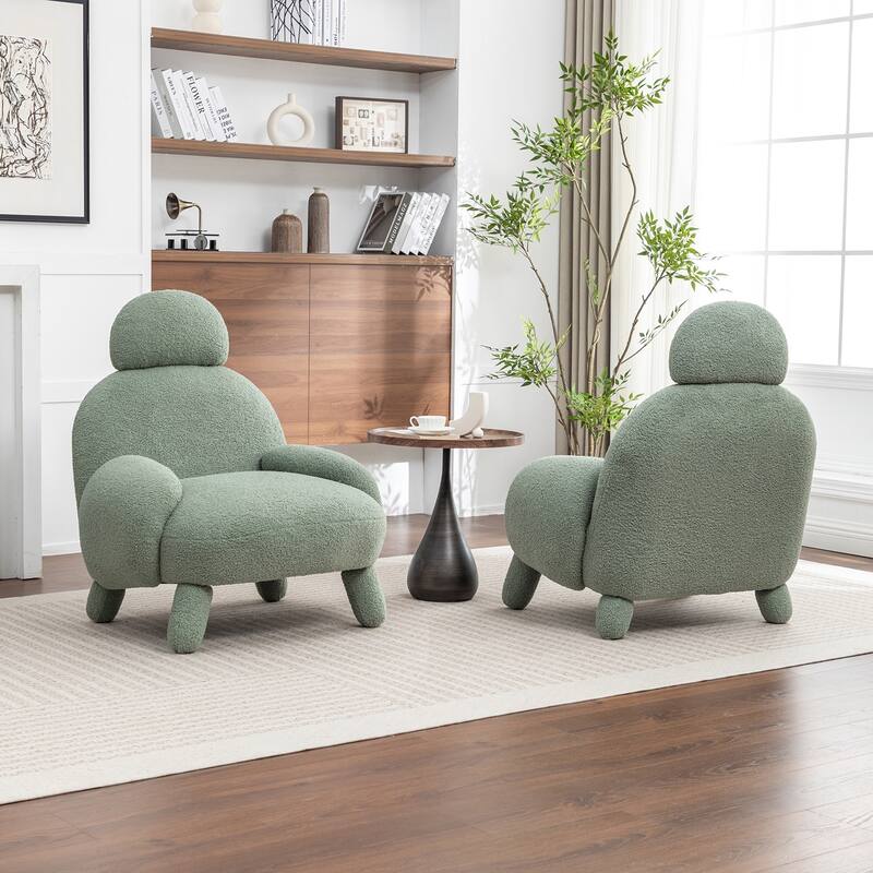 SEYNAR Modern Faux Sherpa Upolstered High Back Armless Accent Chair Set of 2