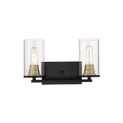 Millennium Lighting Pasadena 2 Light Matte Black/Heirloom Bronze Bathroom Vanity Light