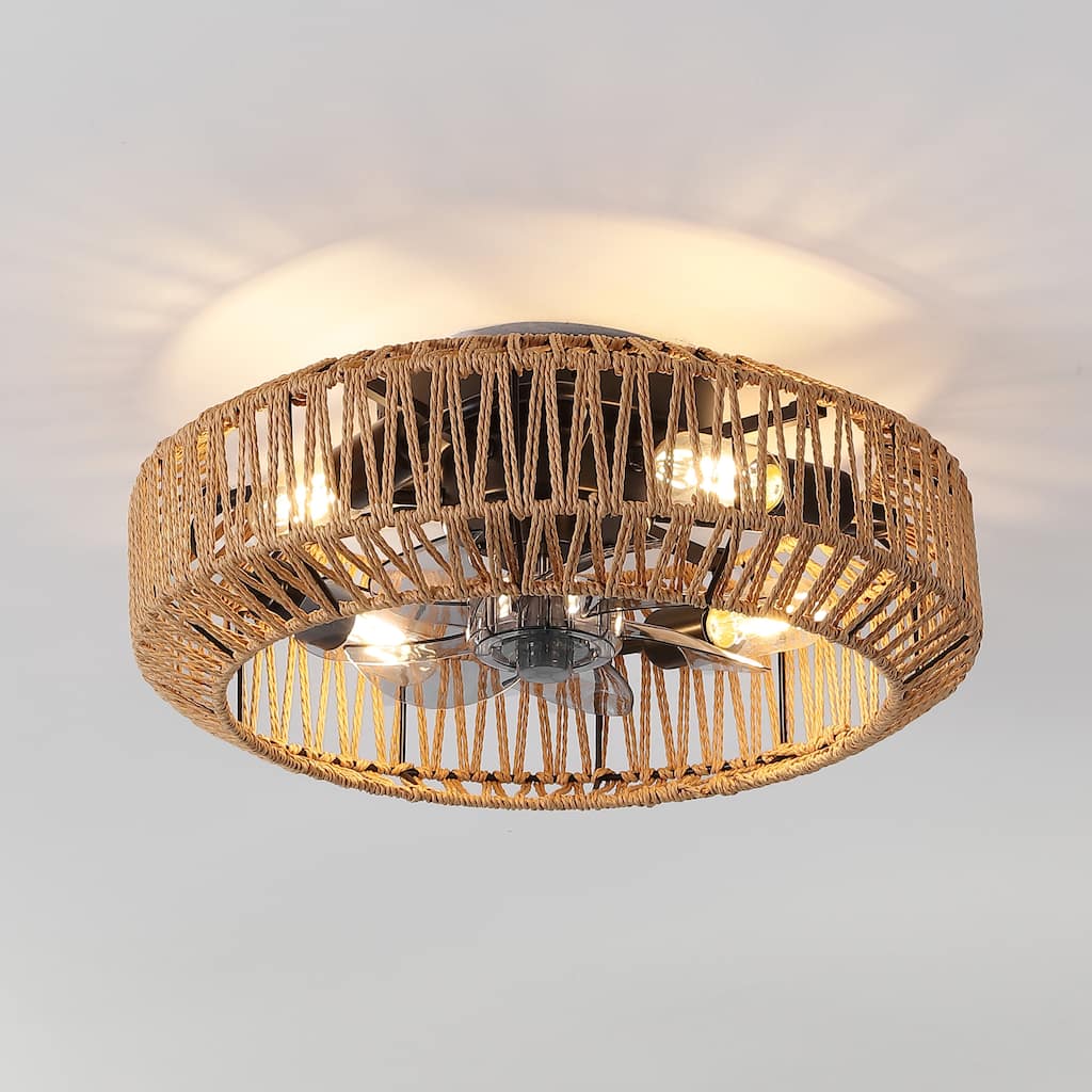Ceiling Fan, Remote-Controlled, Modern Bohemian, By JONATHAN Y - 7.5 H x 19.5 L x 19.5 W