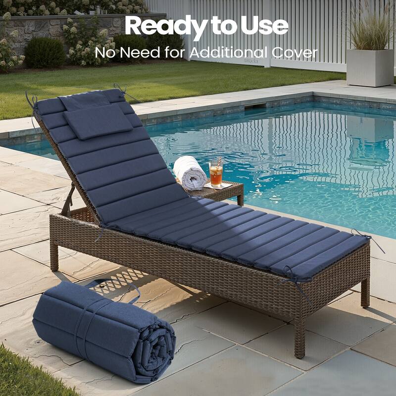 Pellebant Outdoor Chaise Lounge Cushions Patio Lounger Pad with Straps