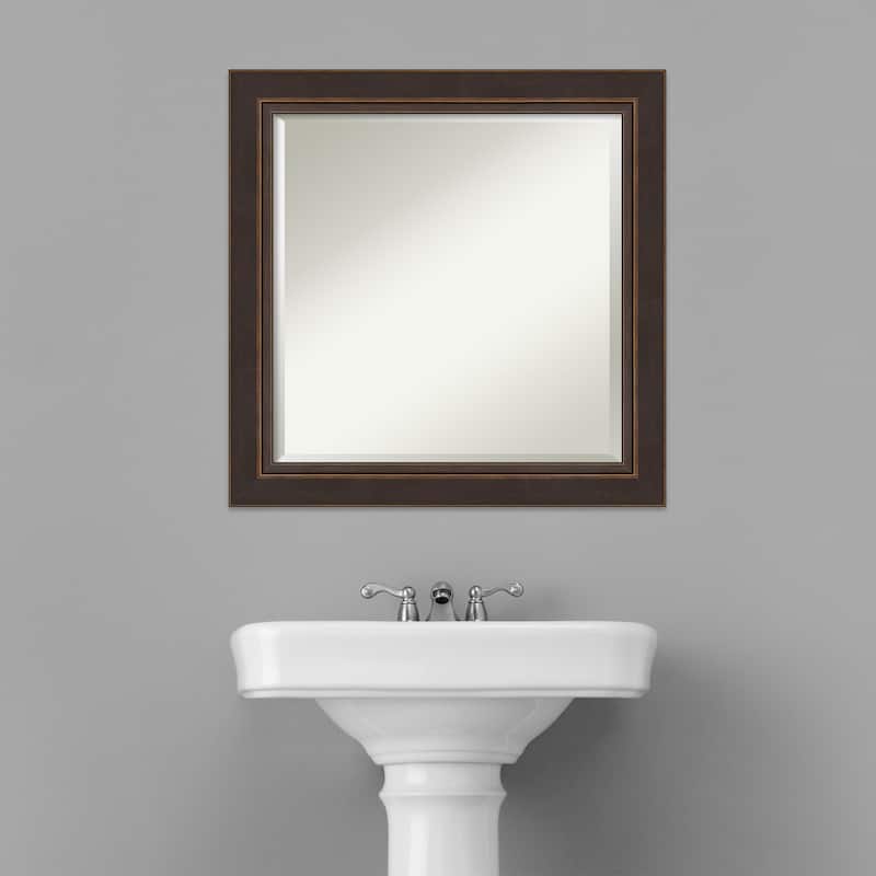 Beveled Wood Bathroom Wall Mirror - Lara Bronze Frame - Lara Bronze