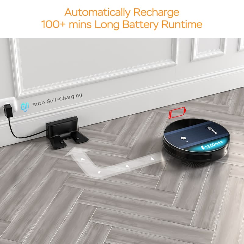Anmytek Ultra-Thin Smart Robot Vacuum Cleaner 1800Pa Strong Suction Self-Charging Wi-Fi App Control 100min Runtime
