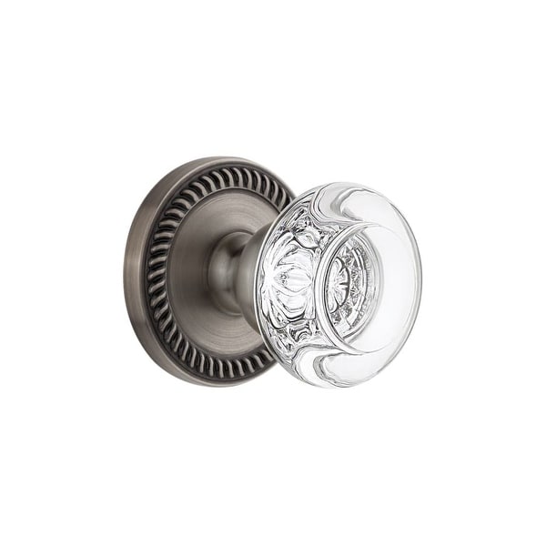 Grandeur NEWBOR_PRV_238 Newport Solid Brass Rose Privacy Door Knob Set with Bordeaux Crystal Knob and 2-3/8" Backset