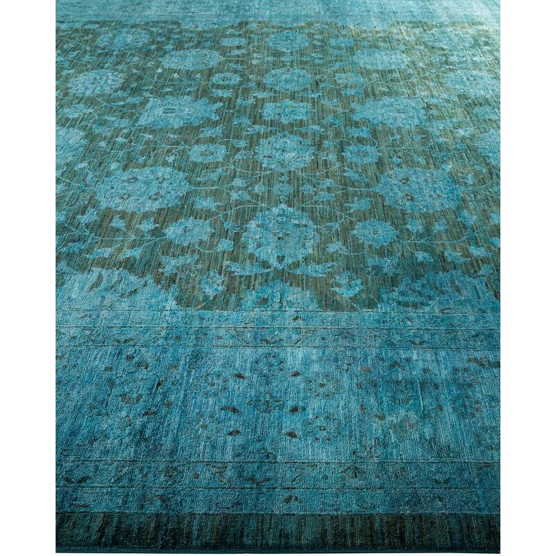 Overton Hand Knotted Wool Vintage Inspired Modern Contemporary Overdyed Brown Area Rug - 12' 1" x 14' 10"
