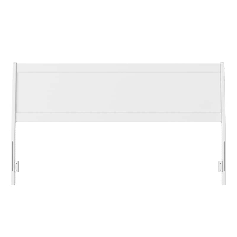 King Solid Wood Panel Headboard in White with Clean Low Profile Design and Contemporary Style
