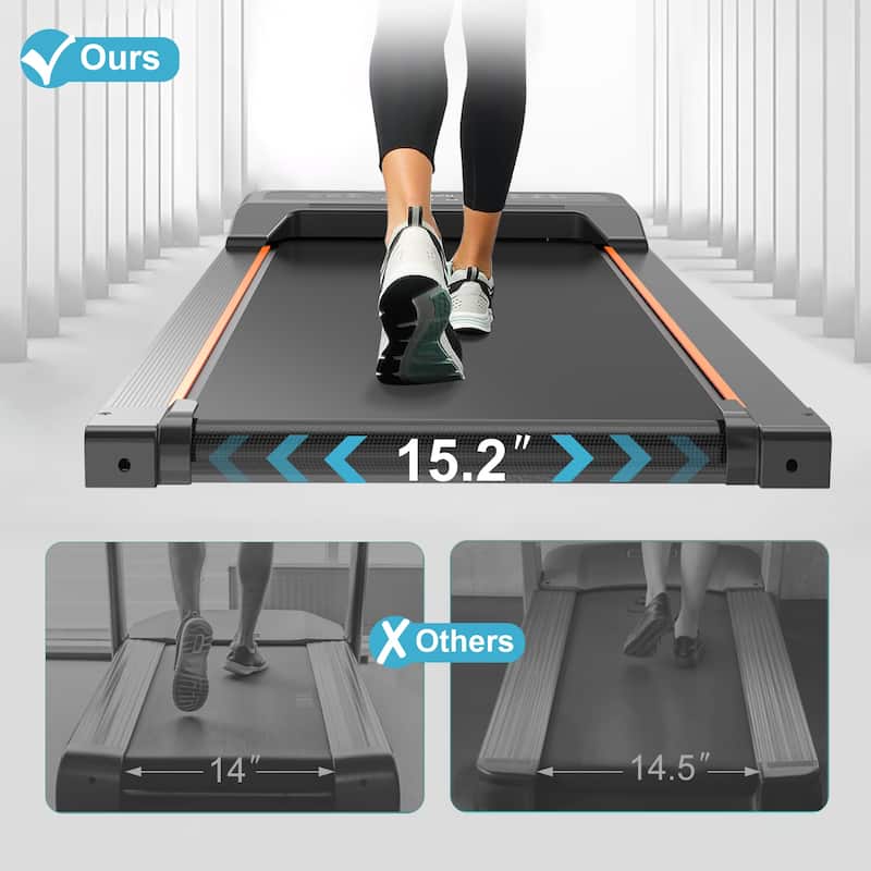 Under Desk Walking Pad Treadmill with LED Display and Remote Control - Perfect for Home and Office Use - Black