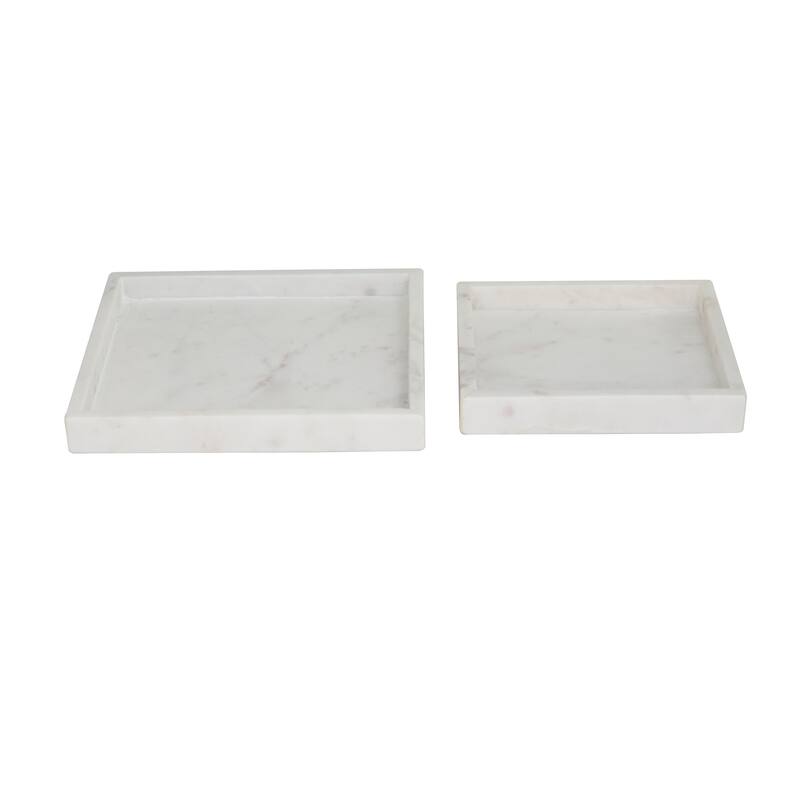 CosmoLiving by Cosmopolitan Marble Tray with Raised Border (Set of 2) - White, Black, Green