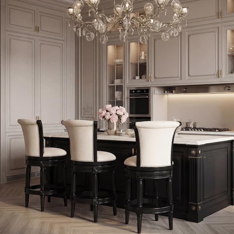 Copper Grove Rijssen Counter-Height Wood Swivel Stool with Upholstered Seat