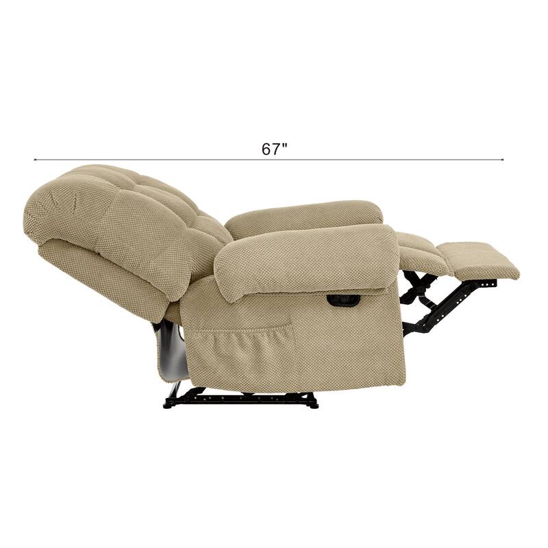 Recliner Chair, Overstuffed Armchair, Manual Recliner, Padded Footrest, Ergonomic Lounge Chair, Soft Fabric Recliner